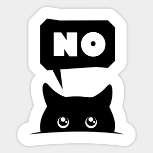 peeking black cat says no Sticker